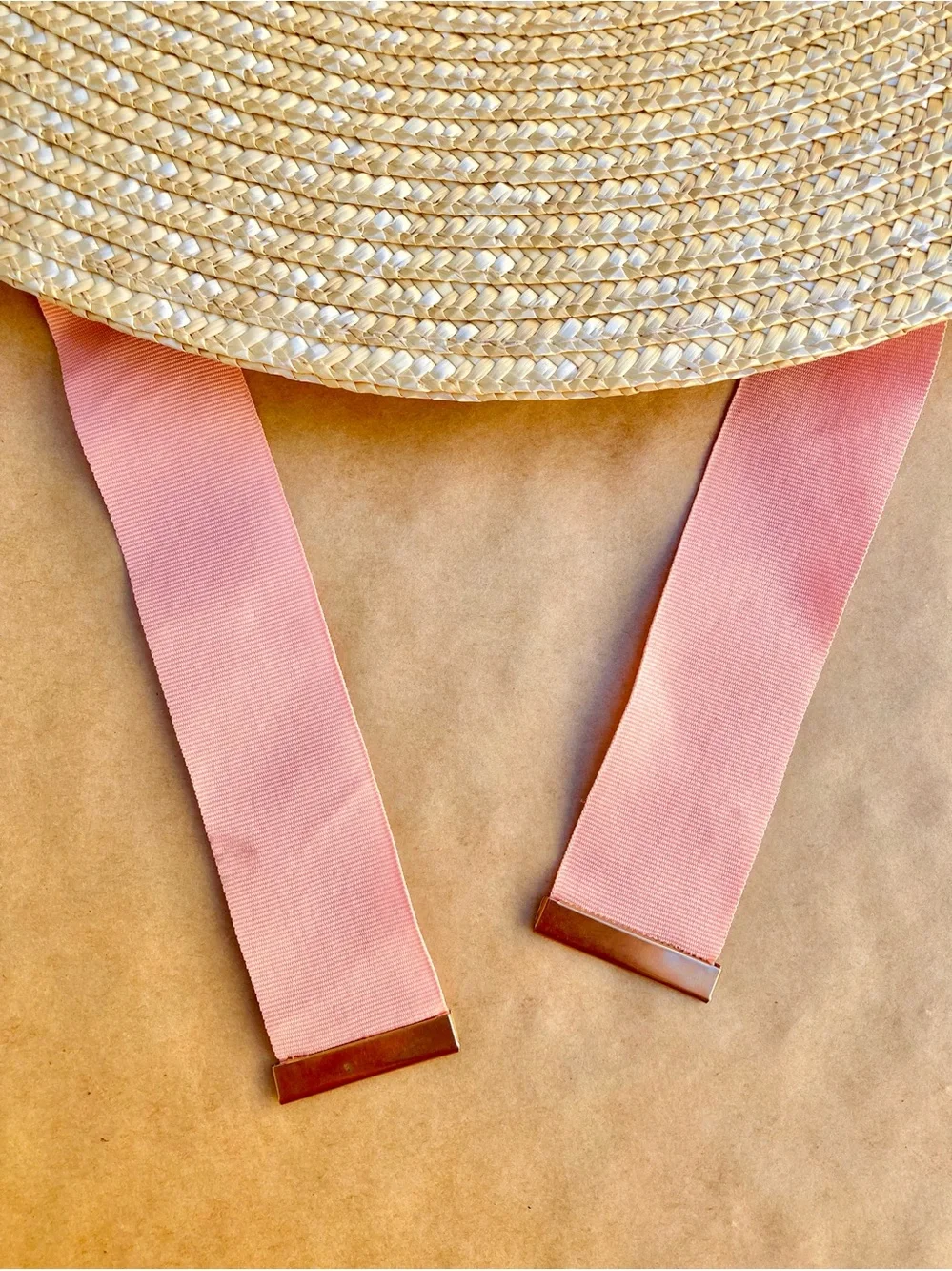 Anthro ❉ Wyeth Extended Wide Brim Boater Straw Hat with Tie Ribbon Chin Strap